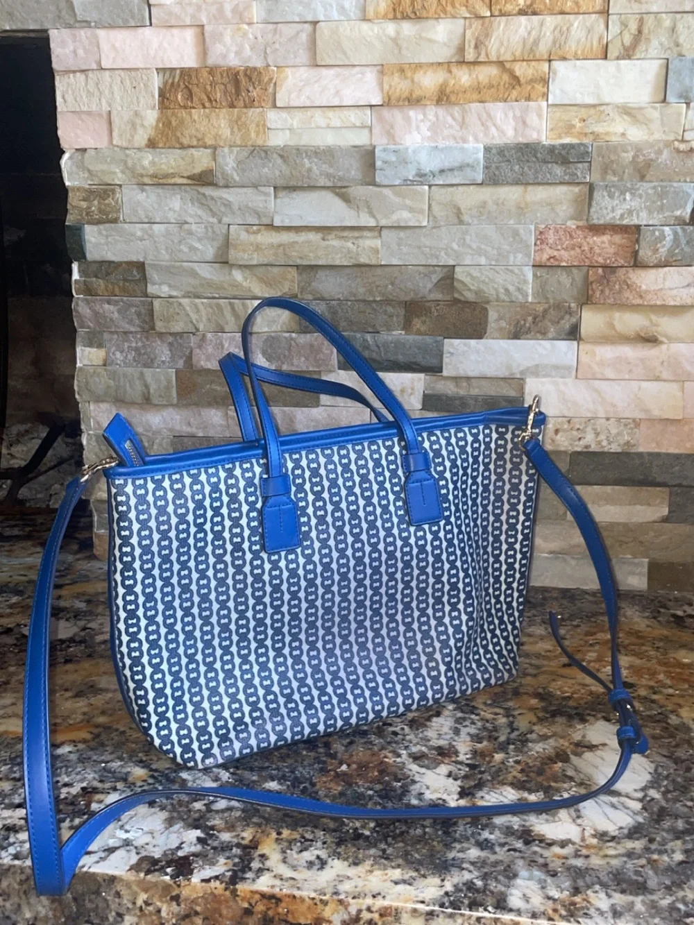 TORY BURCH blue large tote